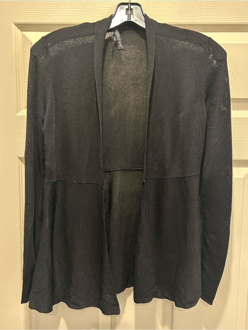 Eileen Fisher Black Open-Front Lightweight Jacket